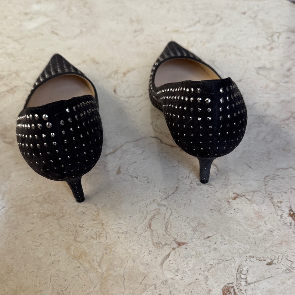 Jimmy Choo Black Suede Pointed Toe Crystal-Stud Pumps EU 38 - Picture 3 of 5